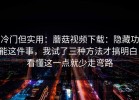 冷门但实用：蘑菇视频下载：隐藏功能这件事，我试了三种方法才搞明白！看懂这一点就少走弯路
