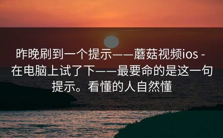 昨晚刷到一个提示——蘑菇视频ios - 在电脑上试了下——最要命的是这一句提示。看懂的人自然懂